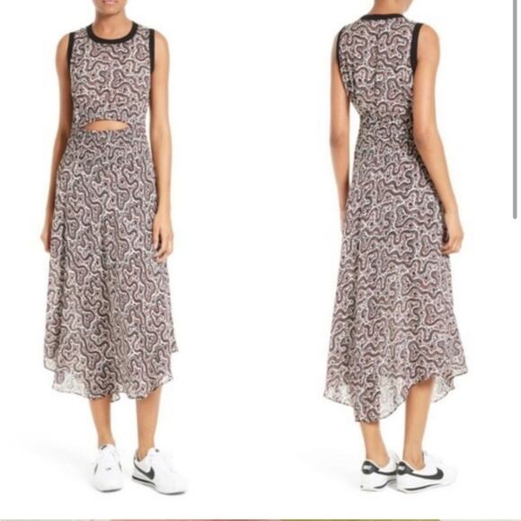 A.L.C. Sandra 100% Silk Cutout Floral Patterned‎ Midi Dress Size 2 - Picture 1 of 16